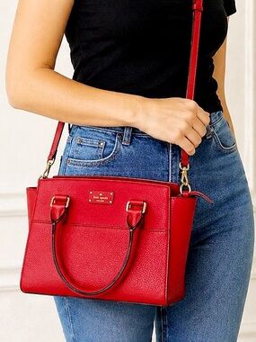 Kate Spade Grove Street Lana Satchel Red Pebbled Leather Crossbody